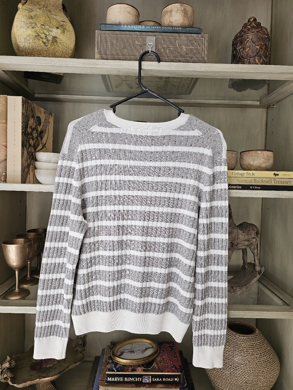 MISHA NONOO Striped Grey White Sweater - Picture 6 of 6